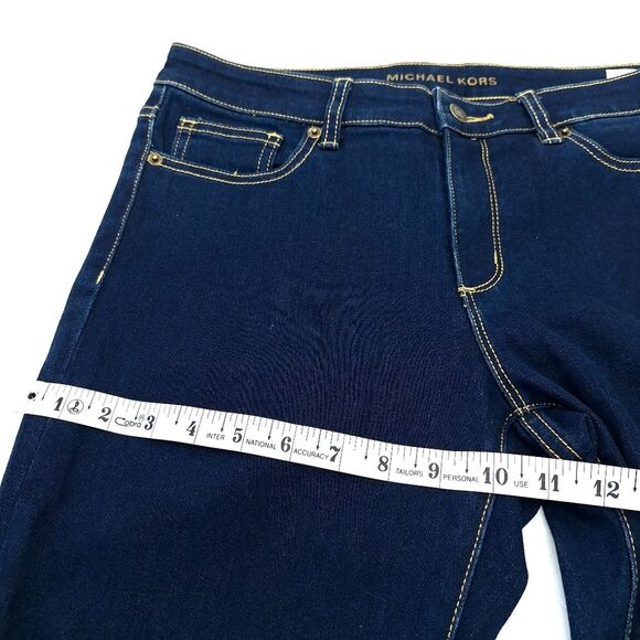 Michael Kors Izzy Skinny Fitted Denim Jeans Mid-Rise Dark Wash Sz 8 - Picture 8 of 13
